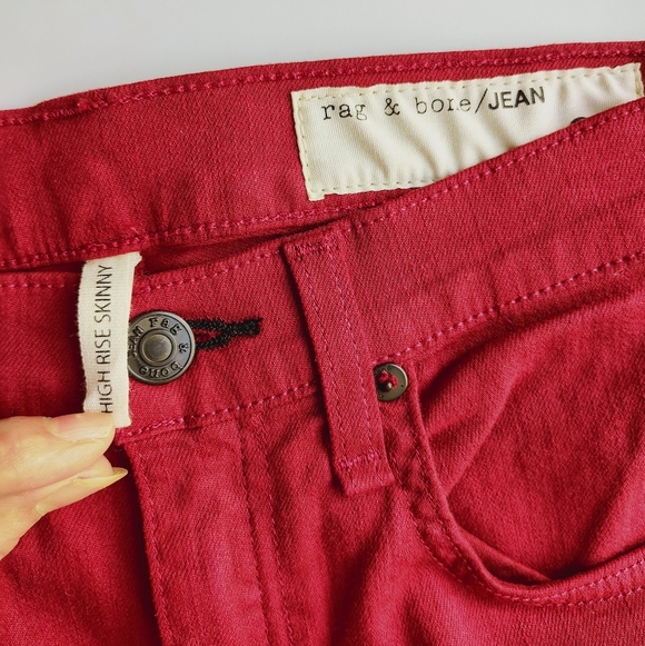 NWOT Rag & Bone High Rise Skinny Jeans Denim Red Stretch sz 25. - Picture 6 of 17